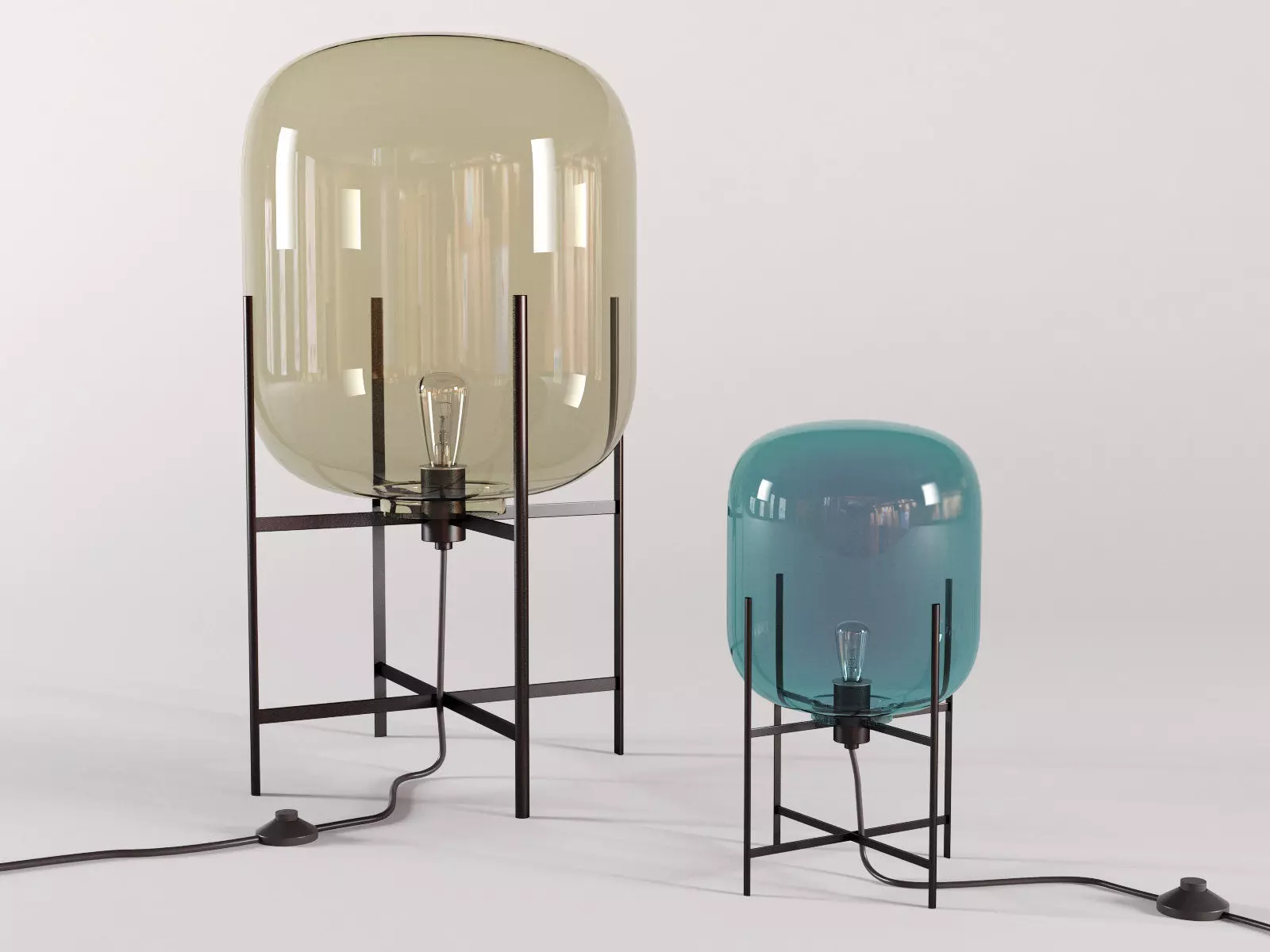 Oda table lamp with glass shade 3D model_3