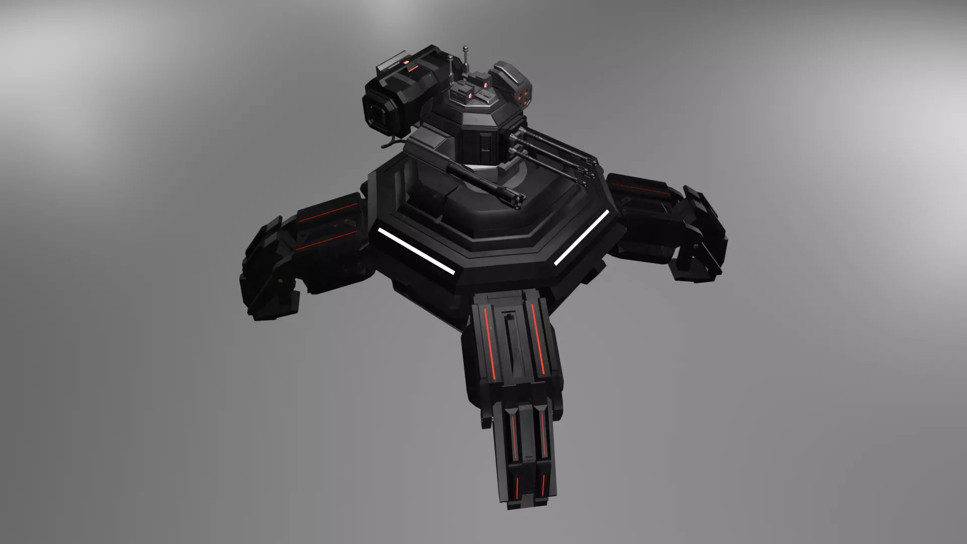 Sci-Fi Combat Turret Model U-21 3D model