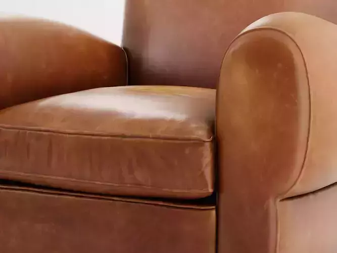 1940s French Mustache Leather Club Swivel Chair