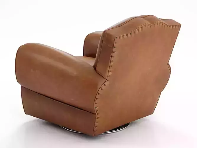1940s French Mustache Leather Club Swivel Chair