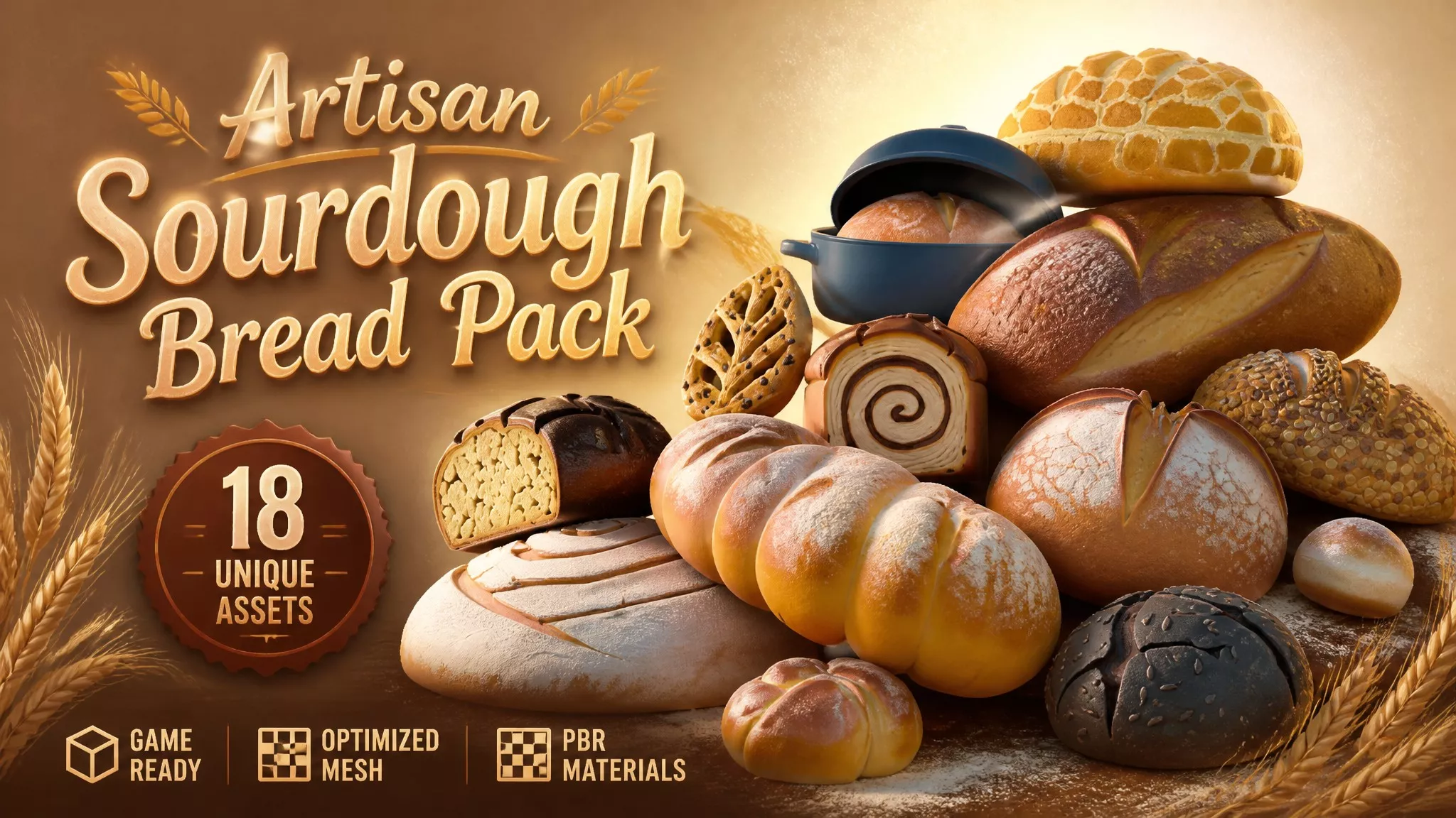Artisan Sourdough Bread Pack Low-poly 3D model