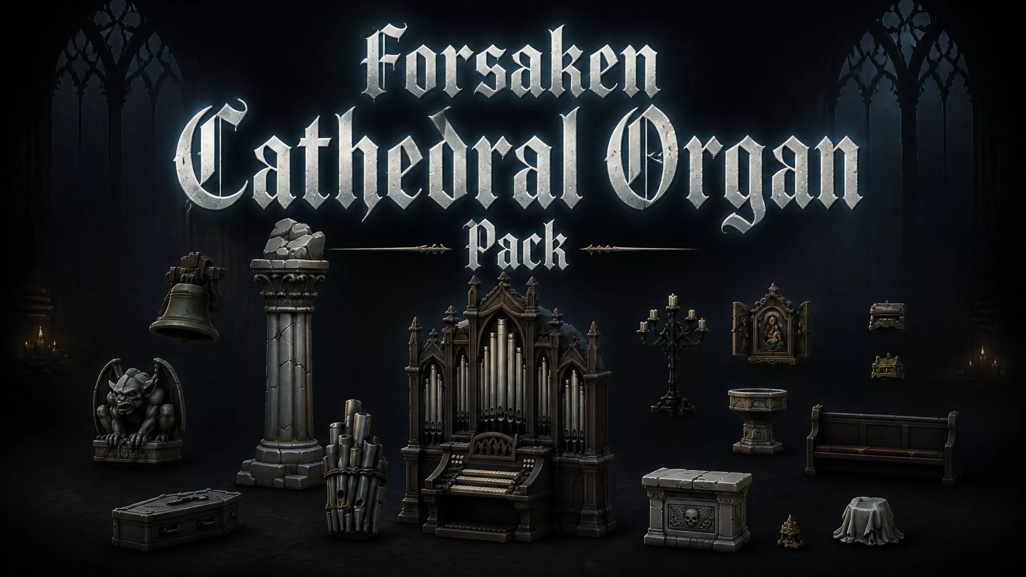Forsaken Cathedral Organ Pack Low-poly 3D model