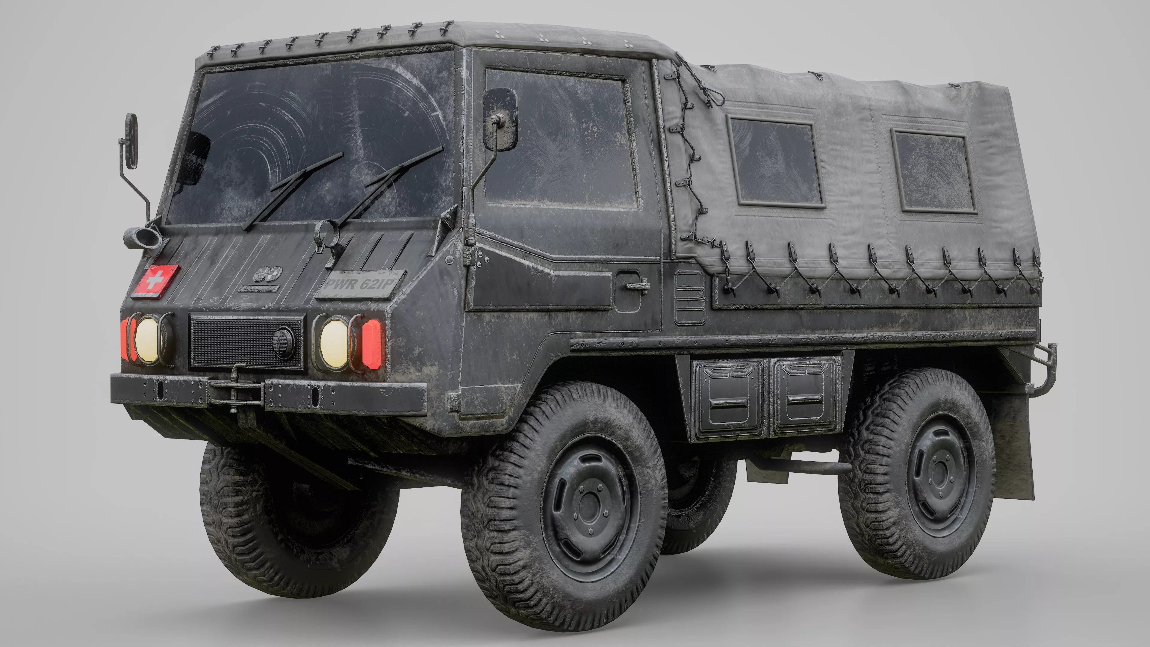 Steyr Puch Pinzgauer 710M 4x4 Off-Road Military Vehicle LOD PBR Low-poly 3D model