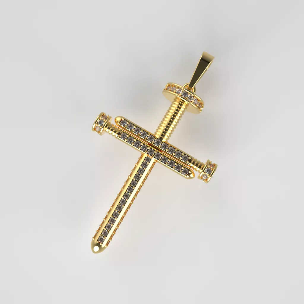 Diamond Cross Pendant Jewelry 3D Model STL 3DM OBJ 3D print model