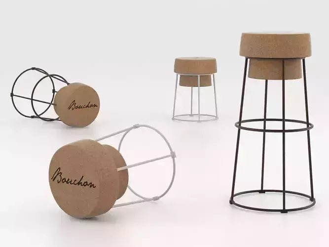 Bouchon stool with cork base 3D model