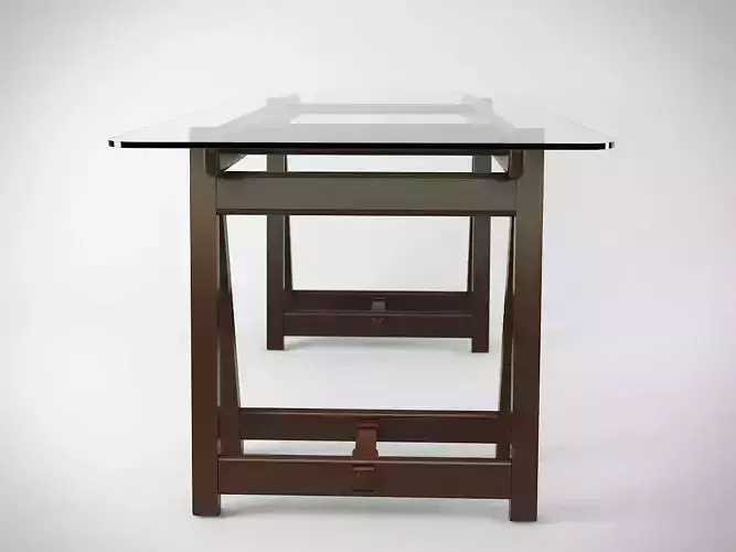 Marisa desk with glass top and wooden legs