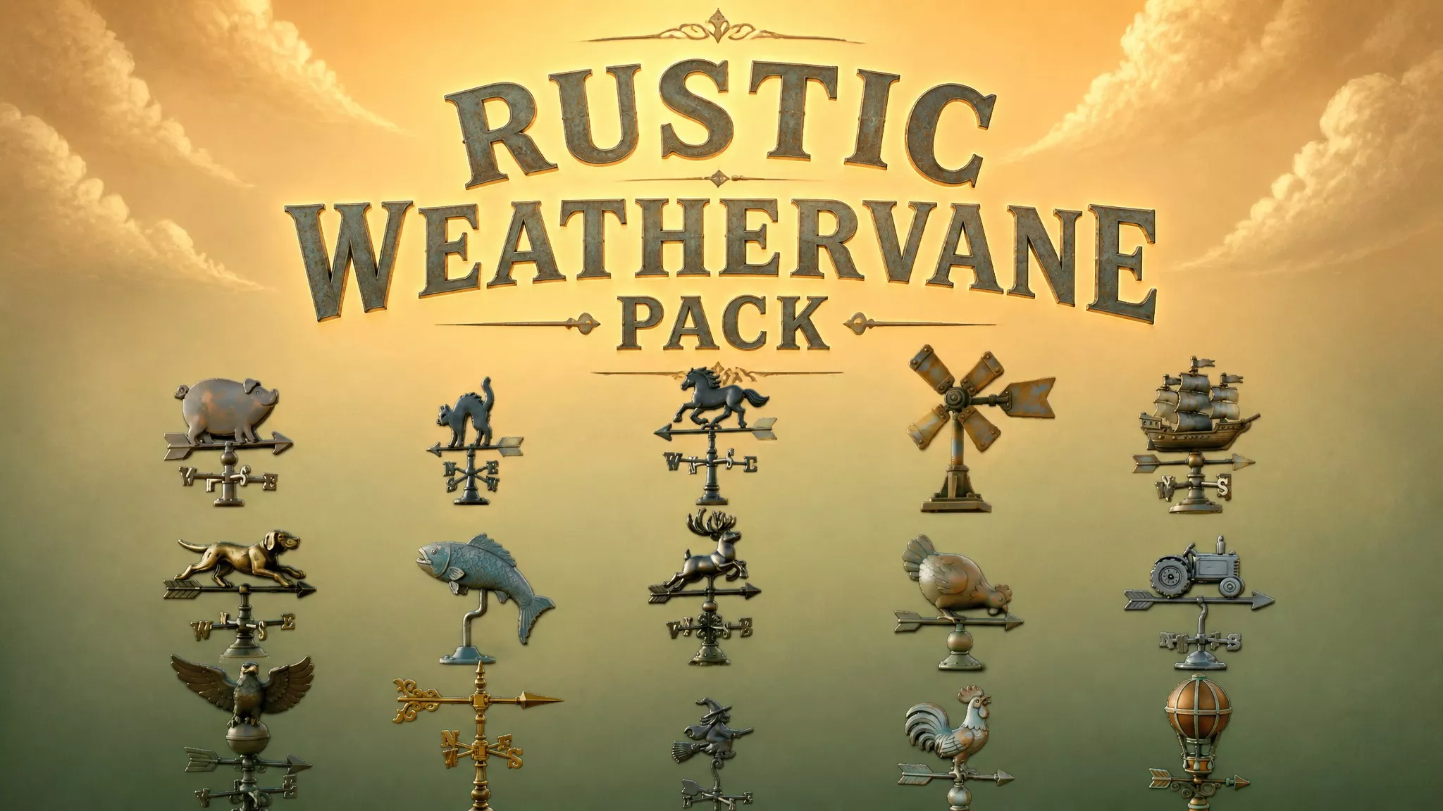 Rustic Weathervane Pack Low-poly 3D model