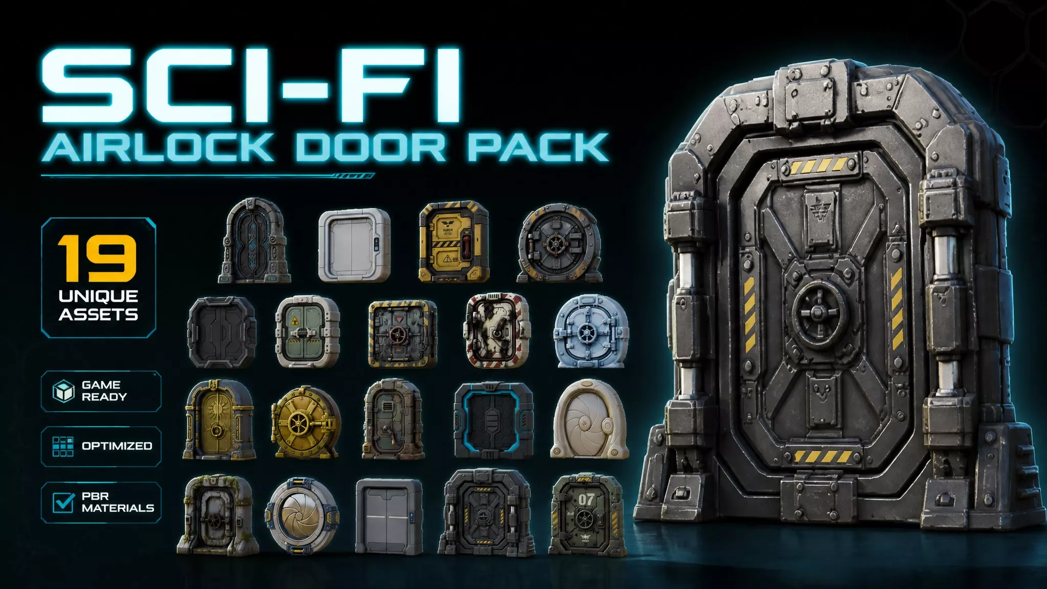 Sci-Fi Airlock Door Pack Low-poly 3D model