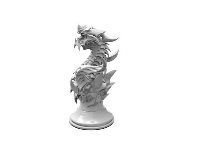 Dragon Bust STL Fantasy Dragon Head Sculpture Solid Collectible