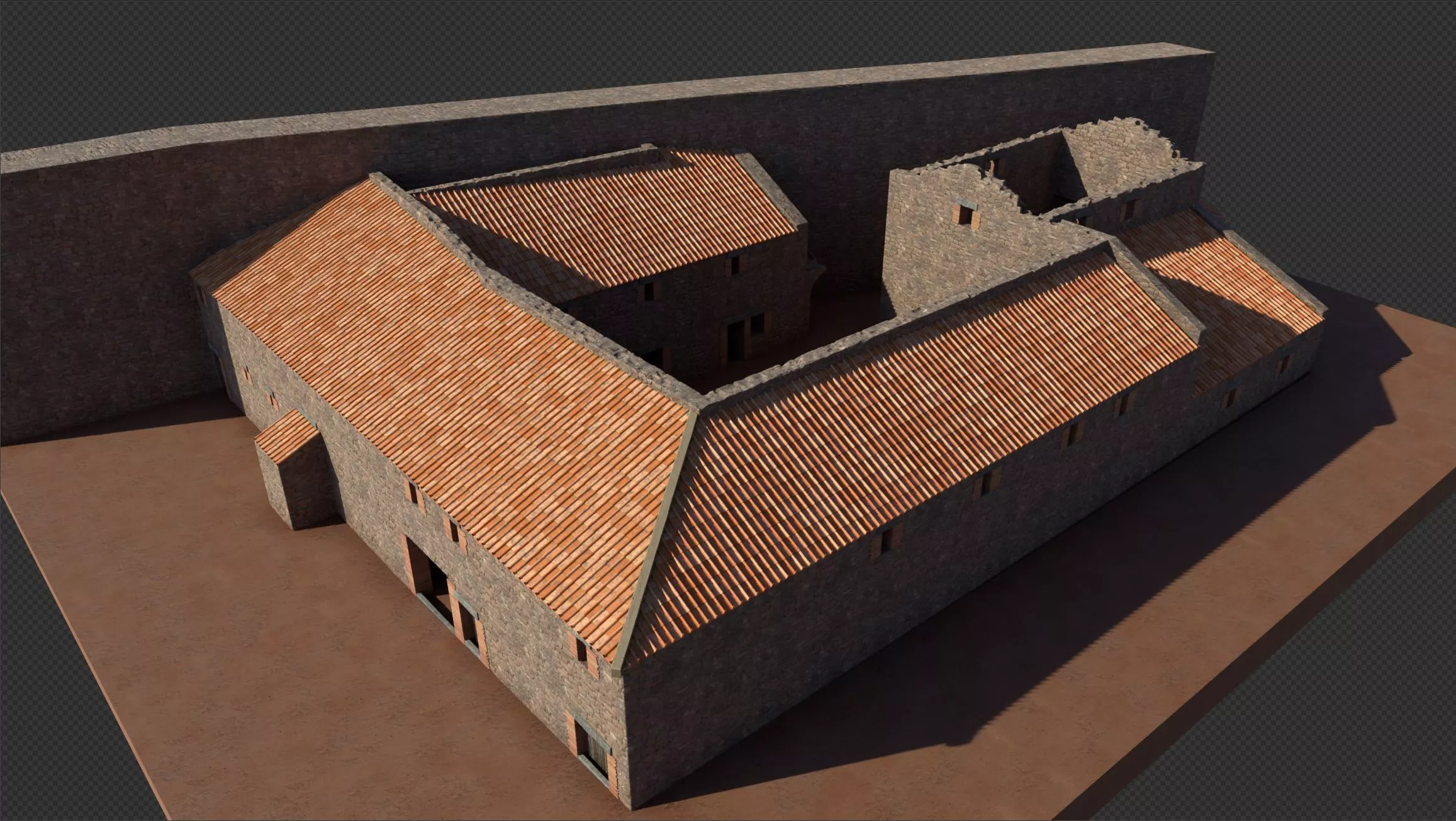 Medieval Mediterranean Fortress Compound Ancient La Moreira Low-poly 3D model