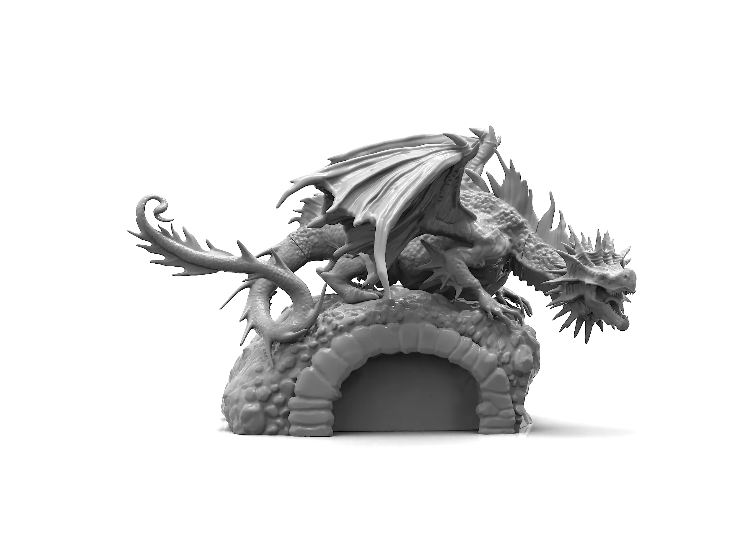 Black Dragon STL 100mm Dark Fantasy Multi Part Sculpture 3D print model