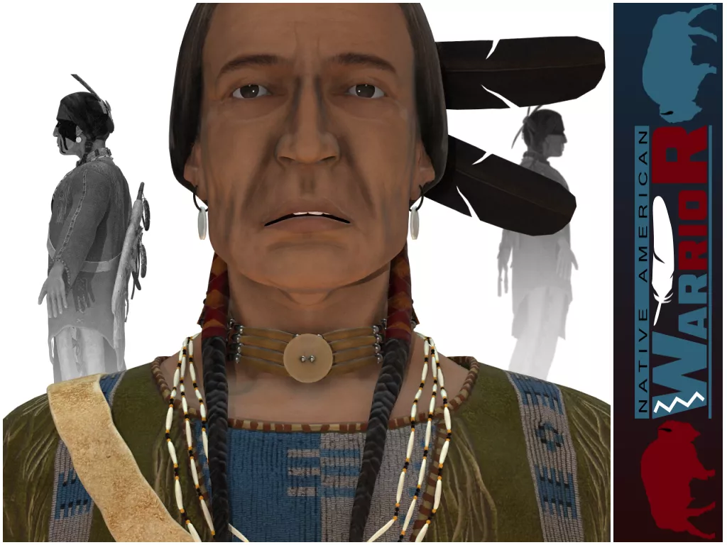 Native American Warrior Low-poly 3D model