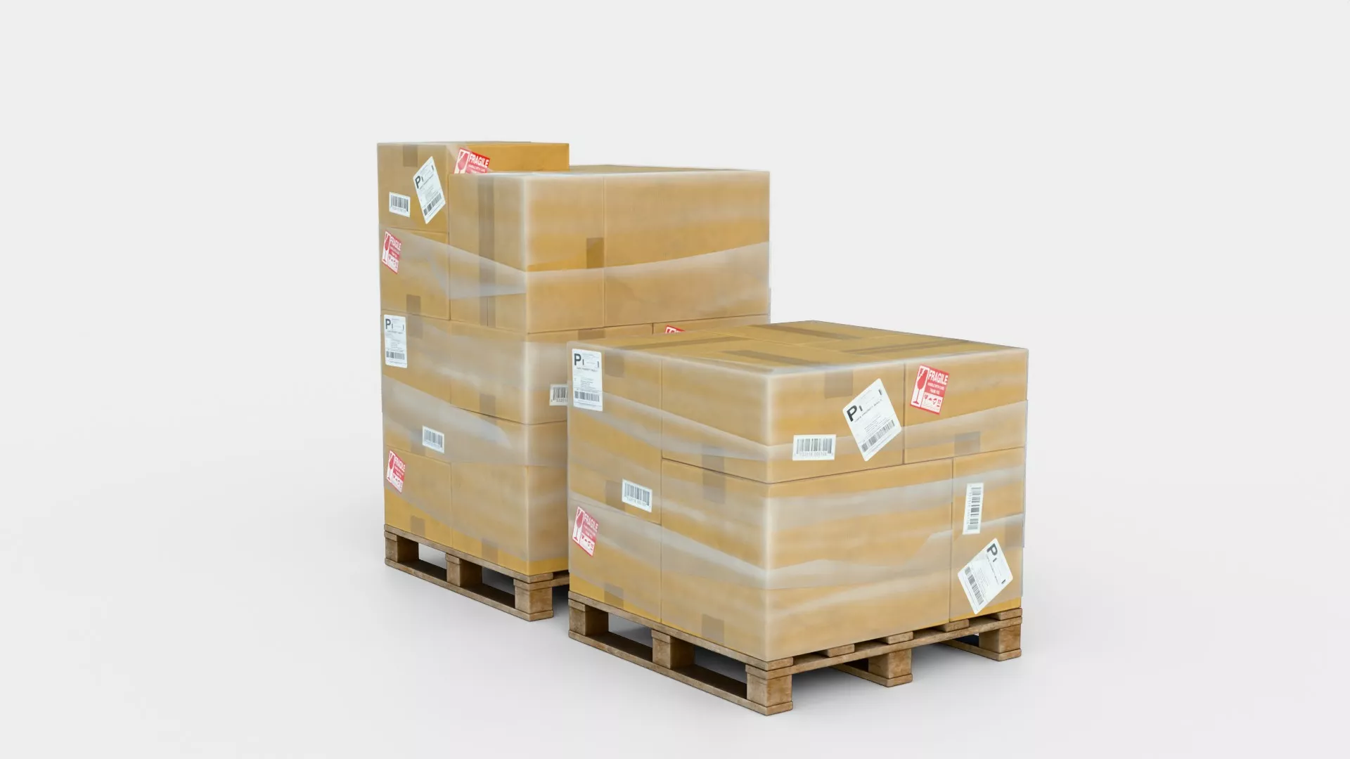 Cardboard Box Pallet Low-poly 3D model
