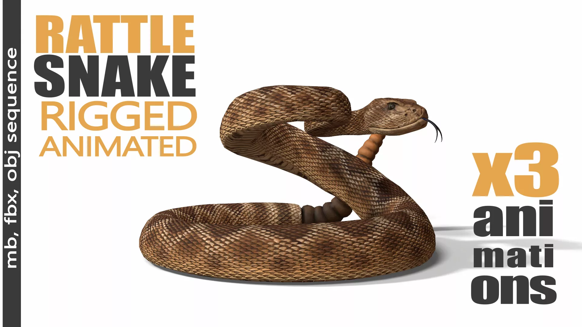 Rattlesnake Low-poly 3D model