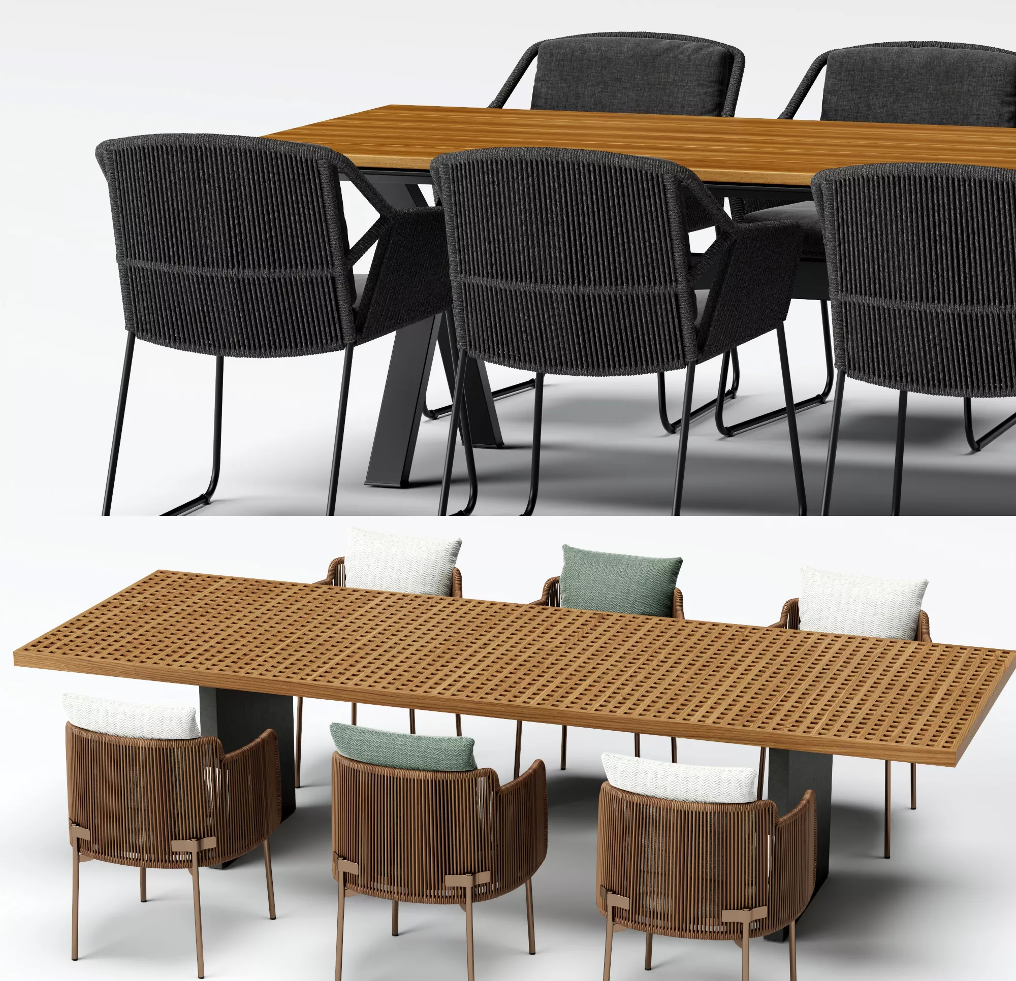 Rope Woven Outdoor Dining Set 3D model