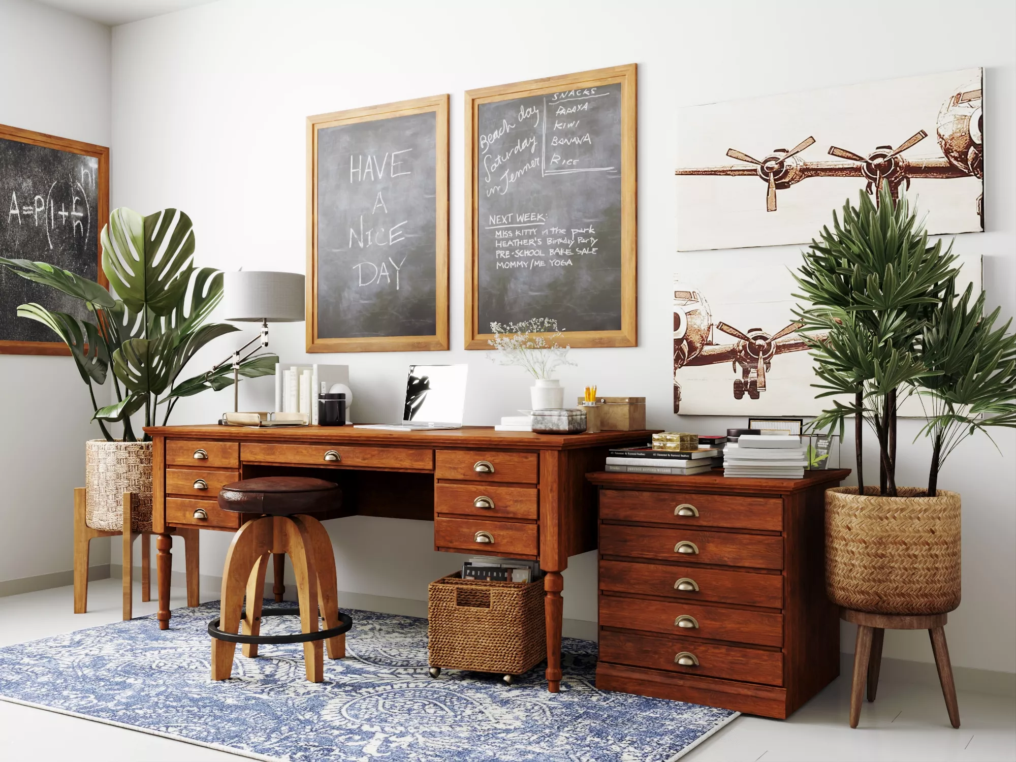 Classic Home Office Interior Low-poly 3D model