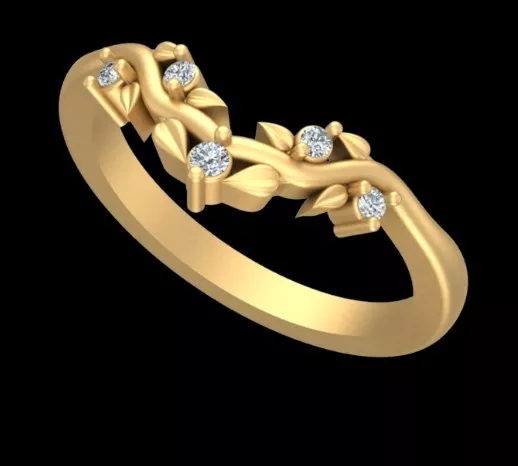 Title Botanical Vine Diamond Curved Band 3D print model