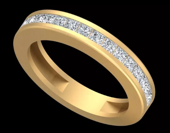 Title Princess Cut Diamond Channel Set Wedding Band Free 3D print model