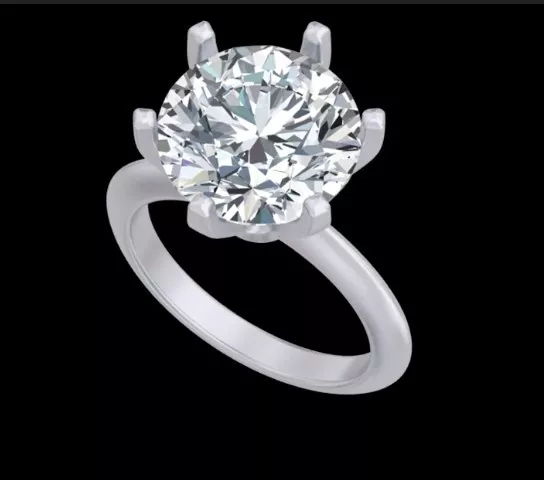 Large Round Diamond Six Prong Solitaire Engagement Ring 3D print model