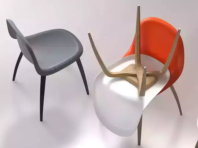 Gubi 5 wooden chair with two sticks in middle