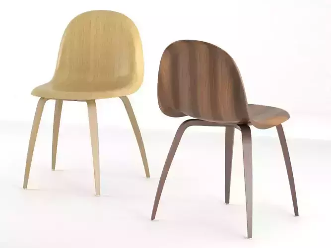 Gubi 5 wooden chair with two sticks in middle