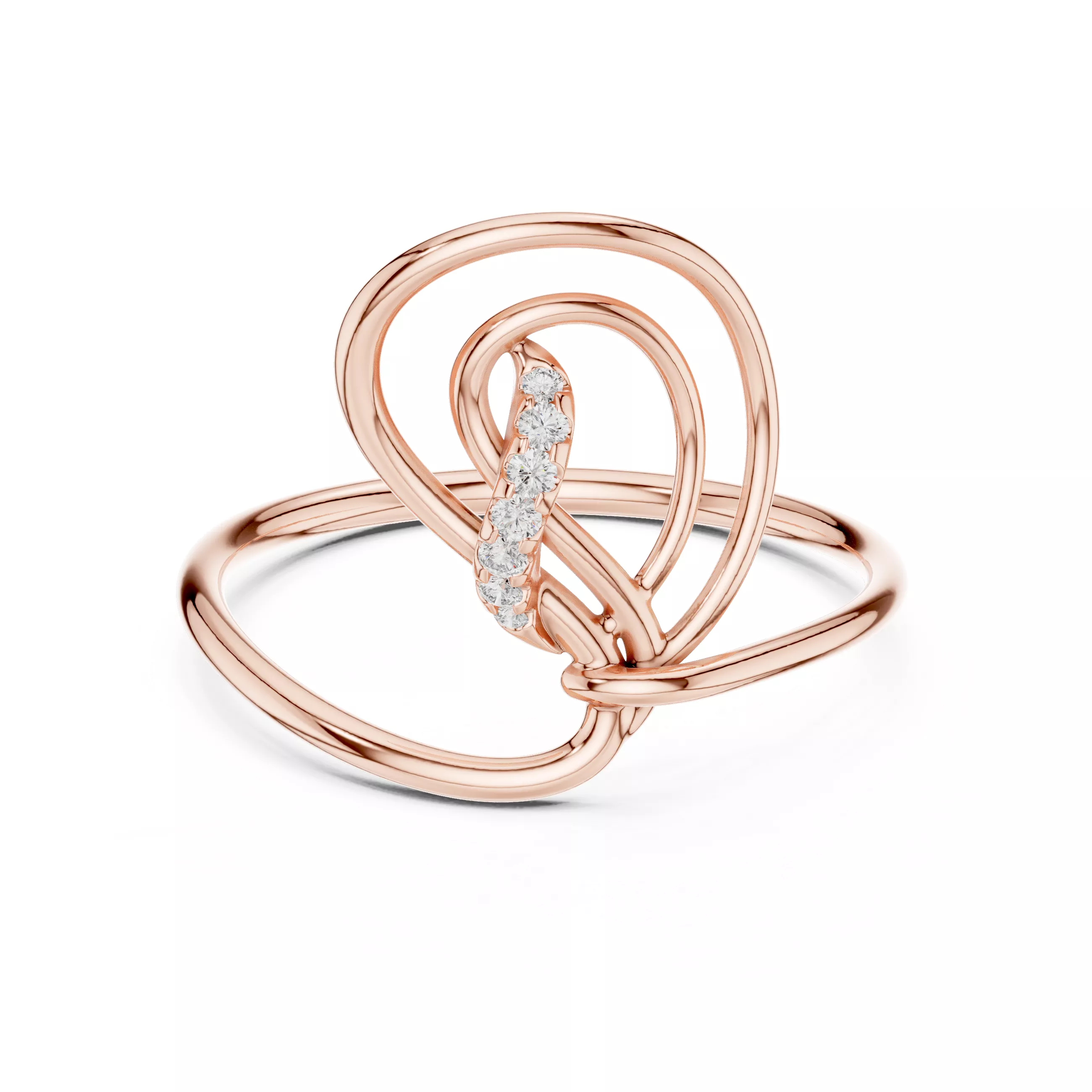 Sculptural Loop Pave Diamond Ring Free 3D print model