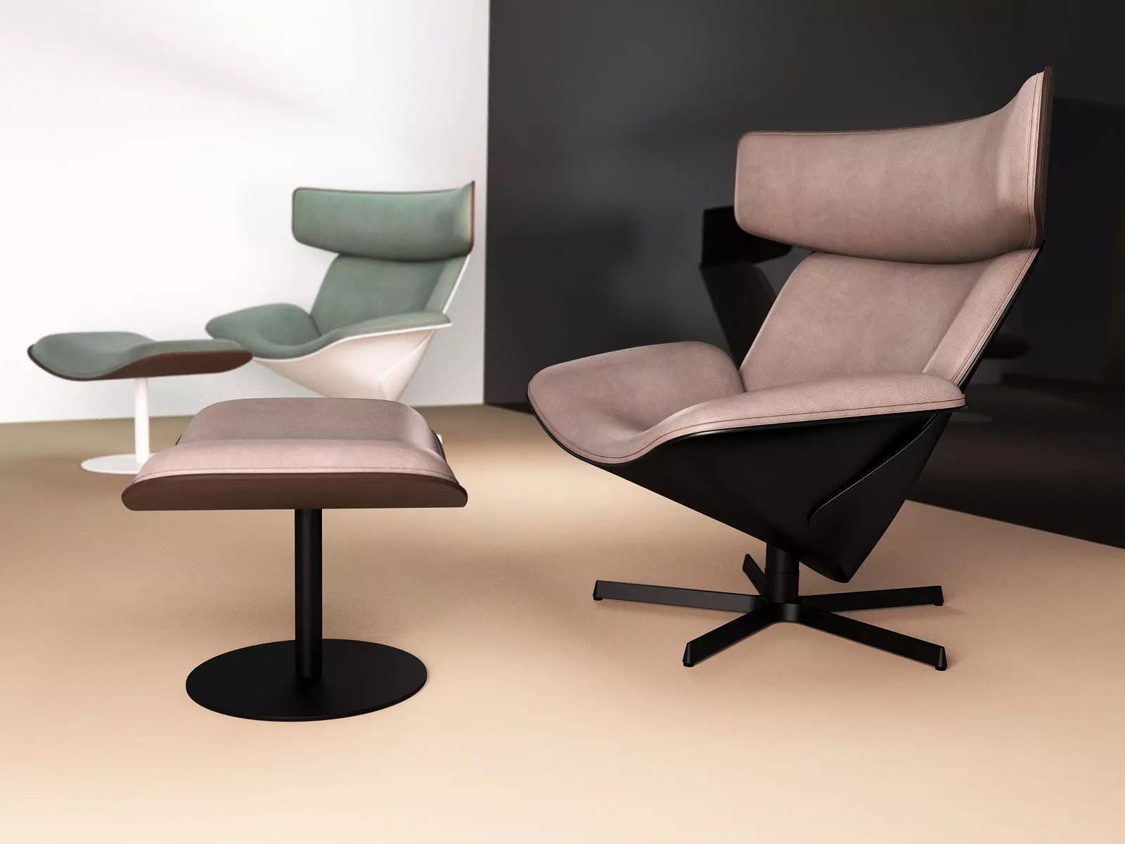 Almora lounge chair and ottoman 3D model_7