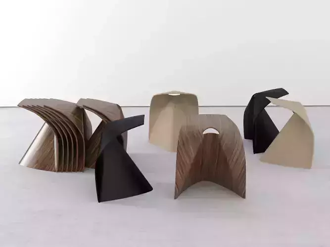 AP wooden stool with curved design