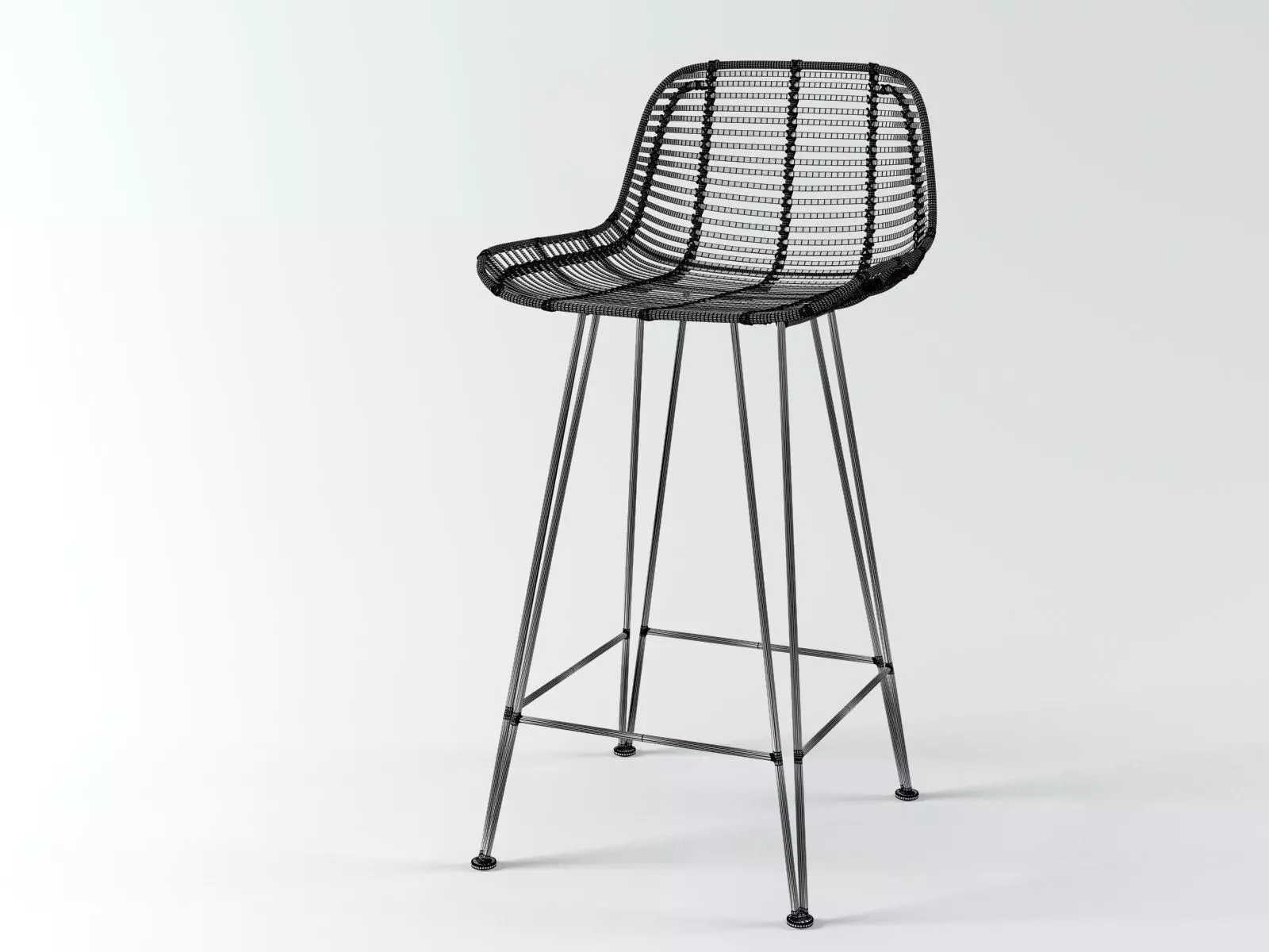 Rattan Barstool 3D model_6