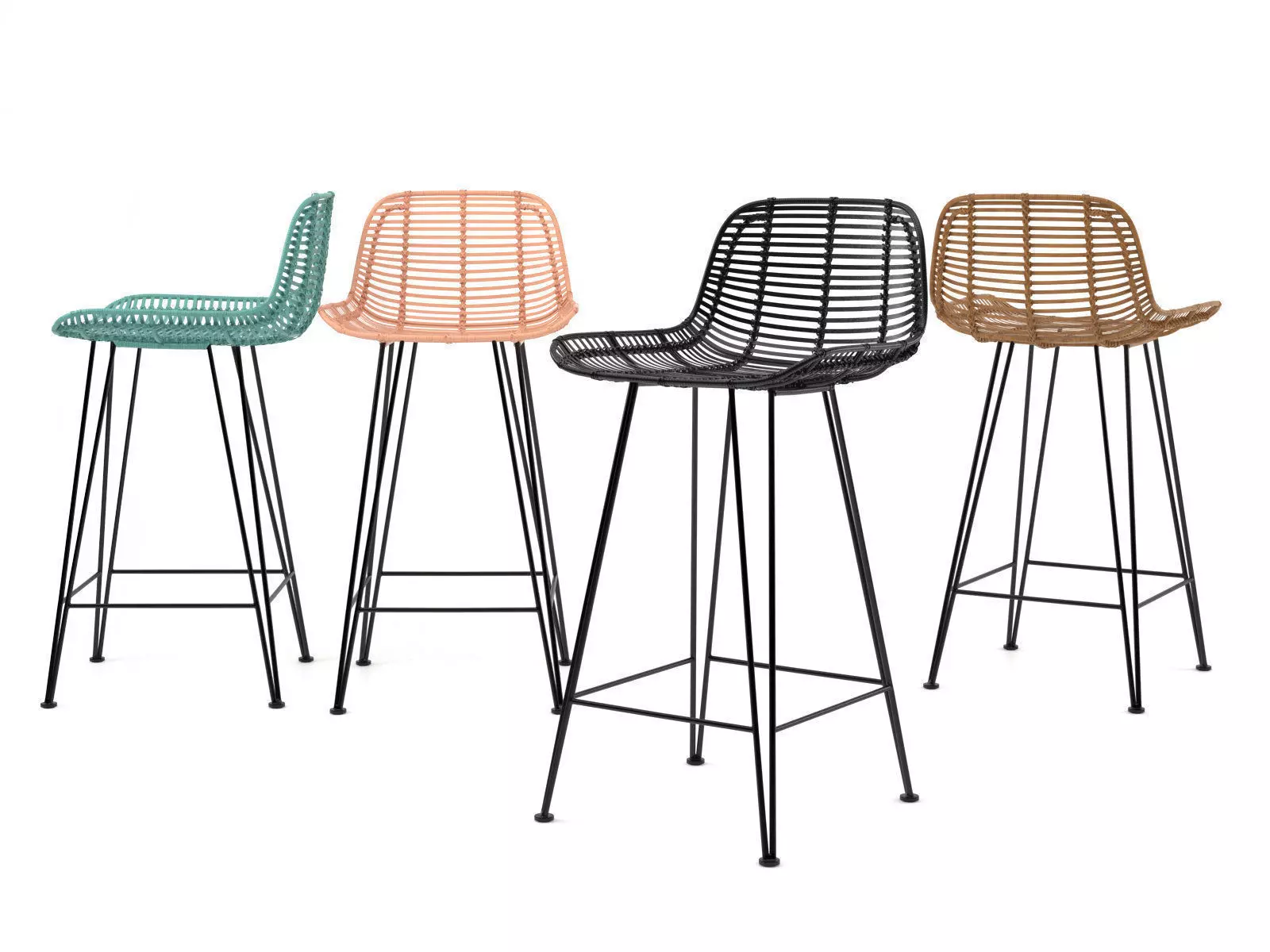 Rattan Barstool 3D model_1