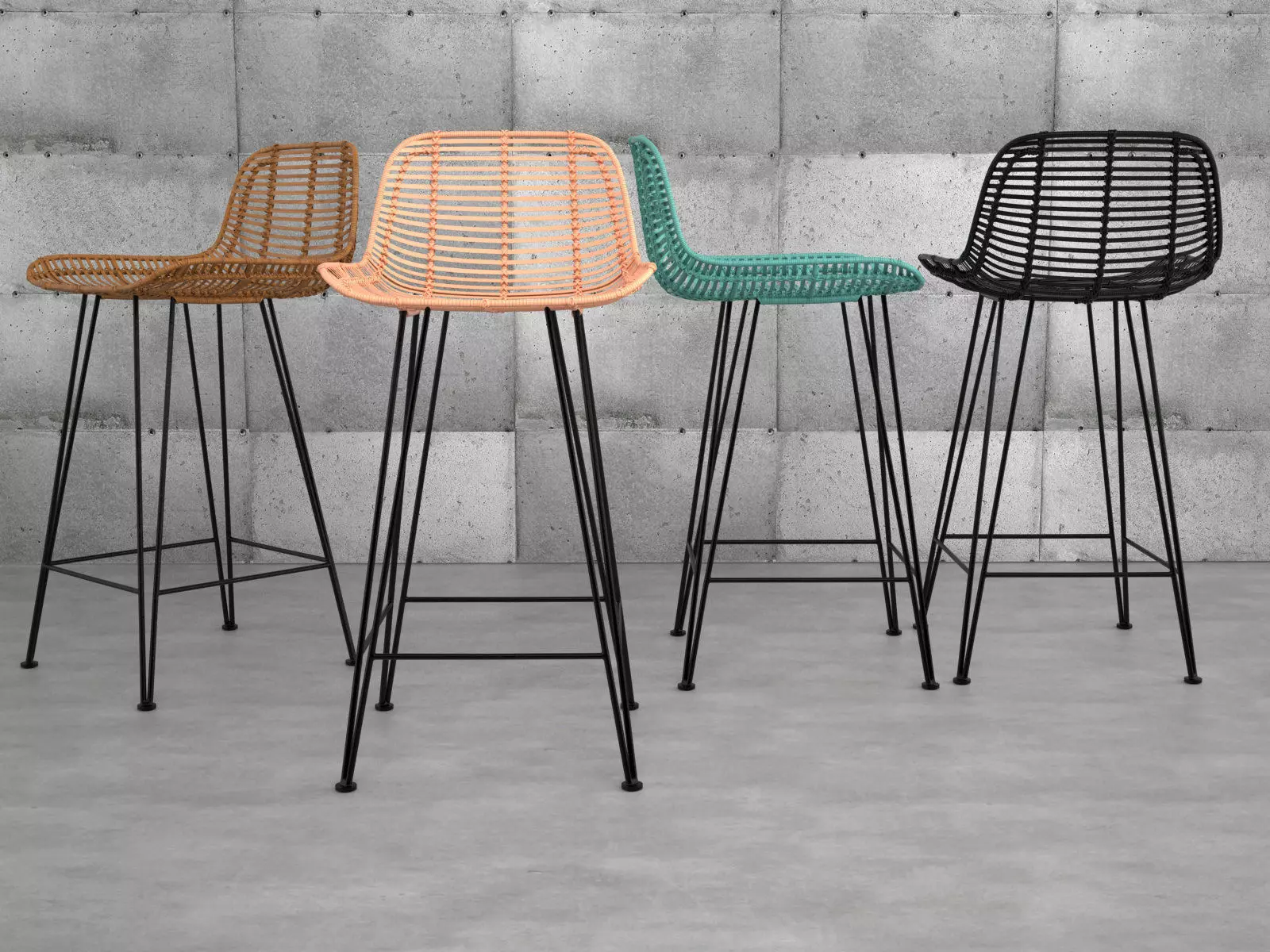 Rattan Barstool 3D model_4