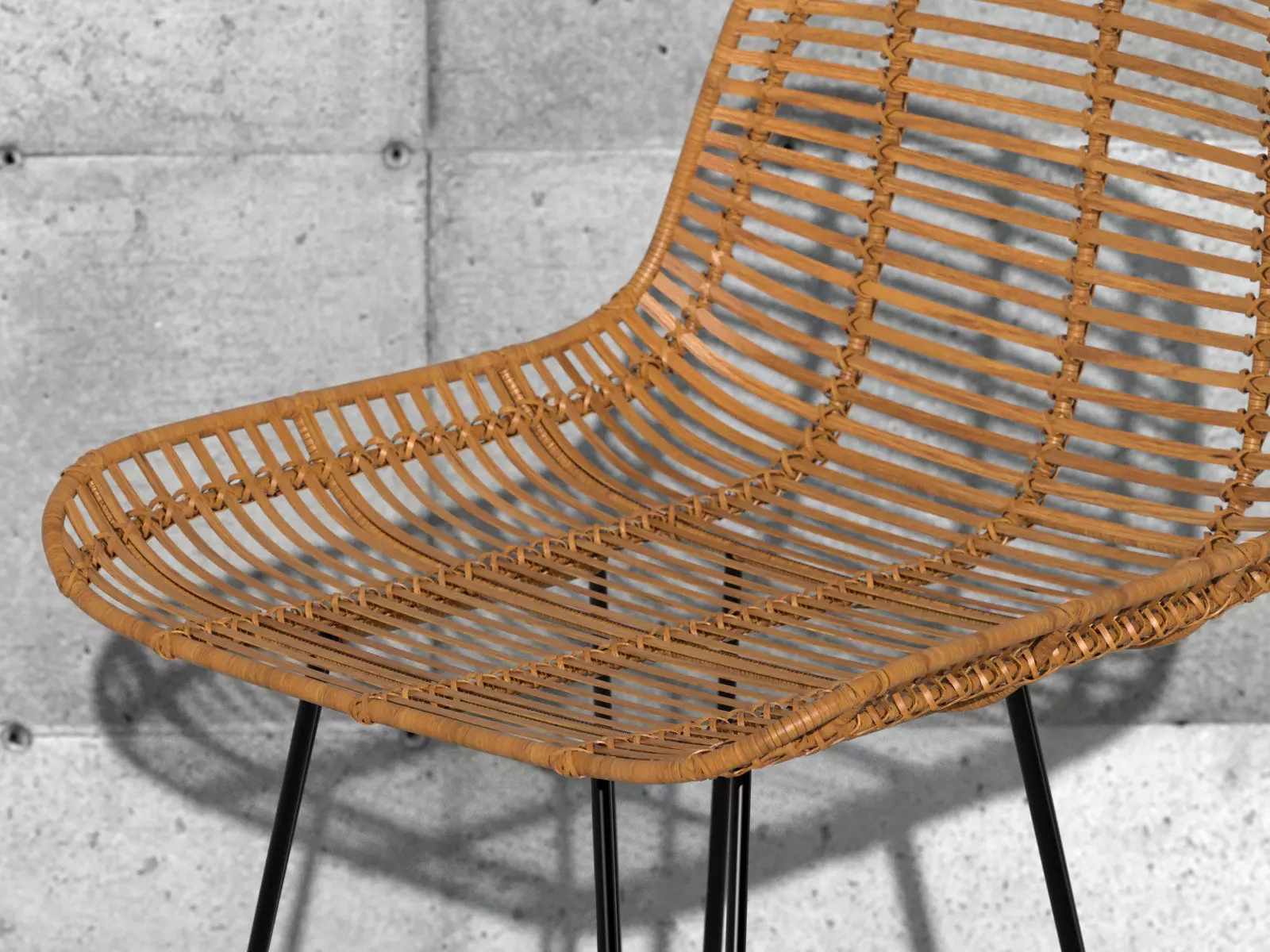 Rattan Barstool 3D model_3