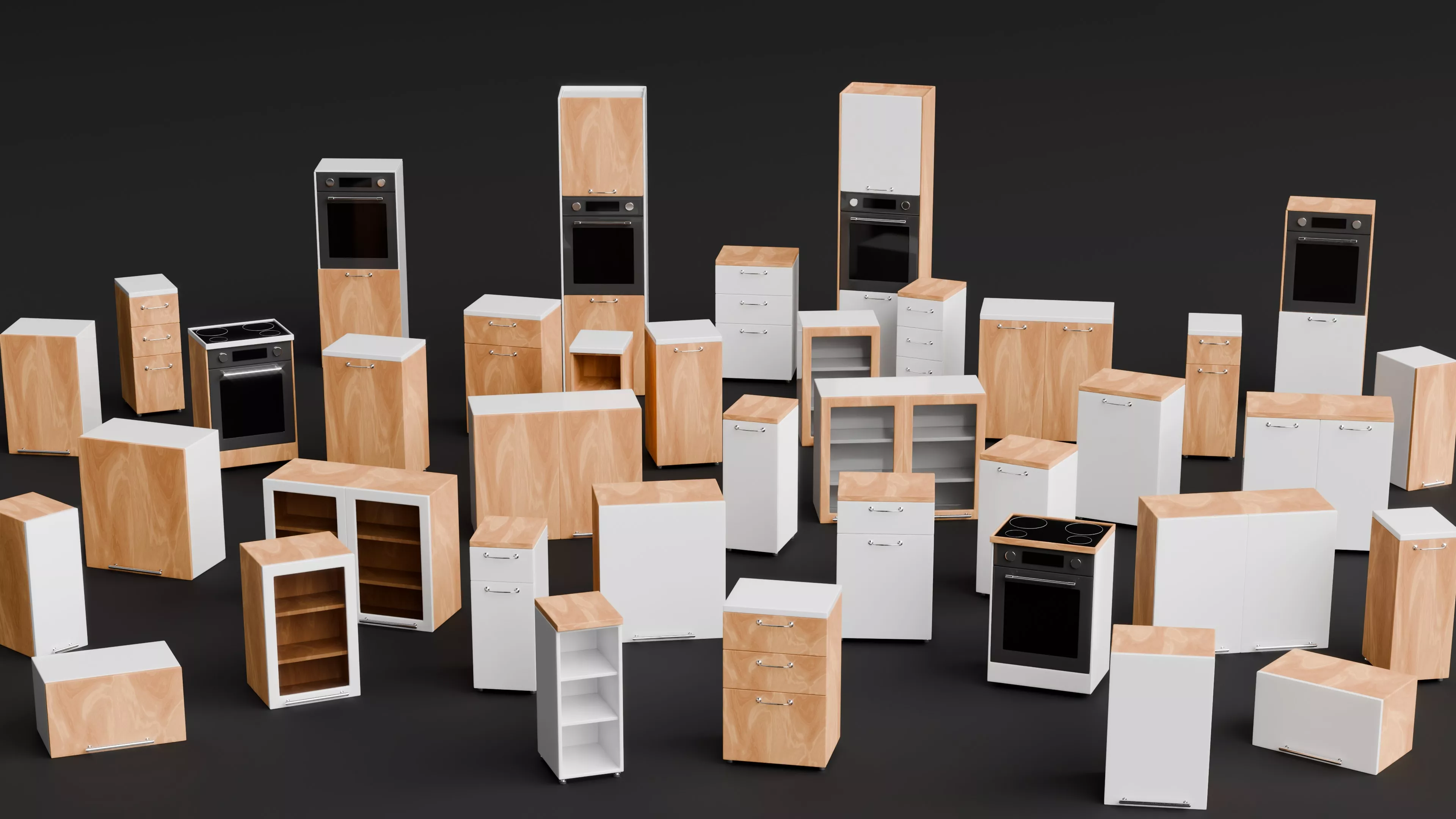 Modular Kitchen Furniture Collection 3D model