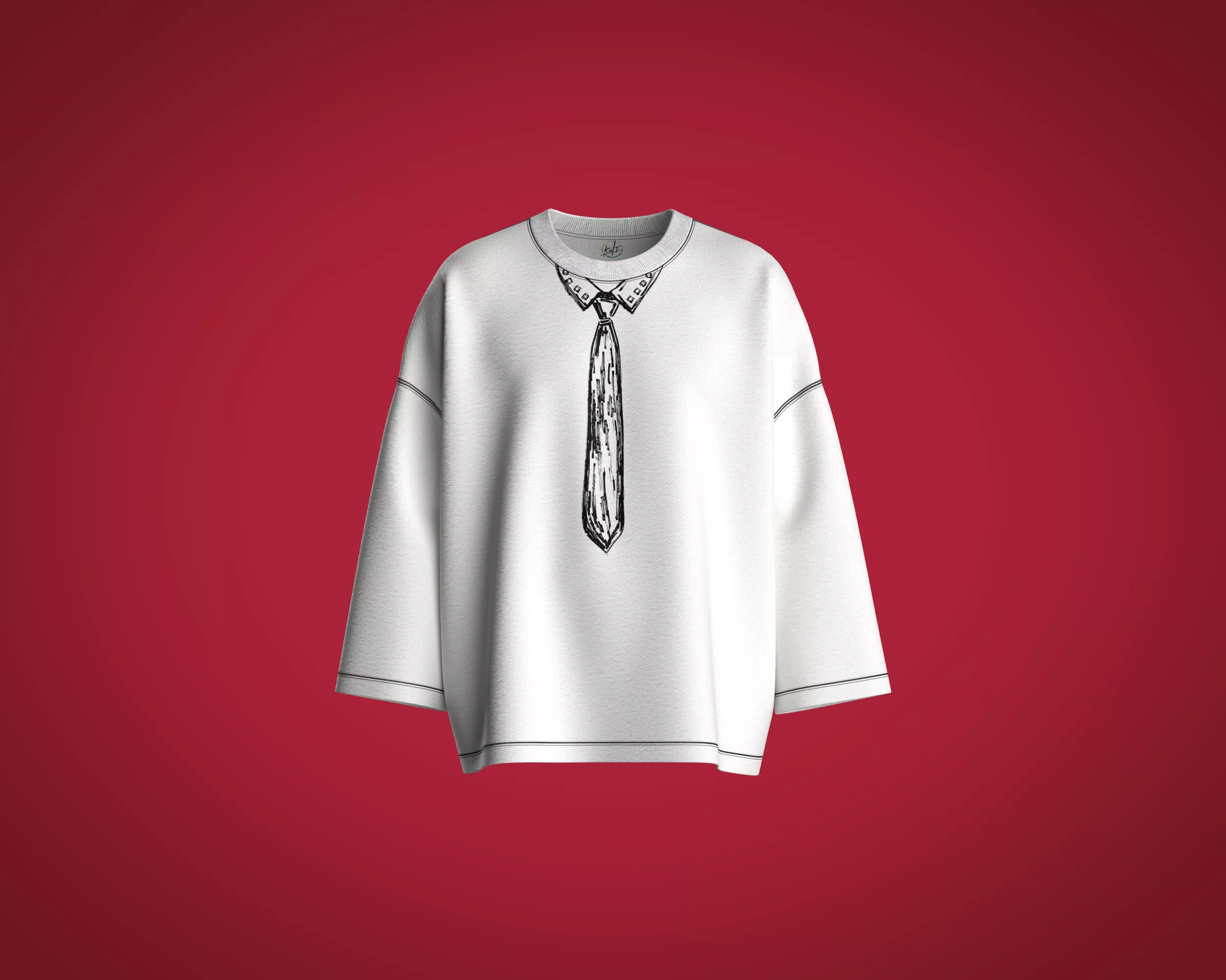 Mens T-shirt with graphic tie 3D model