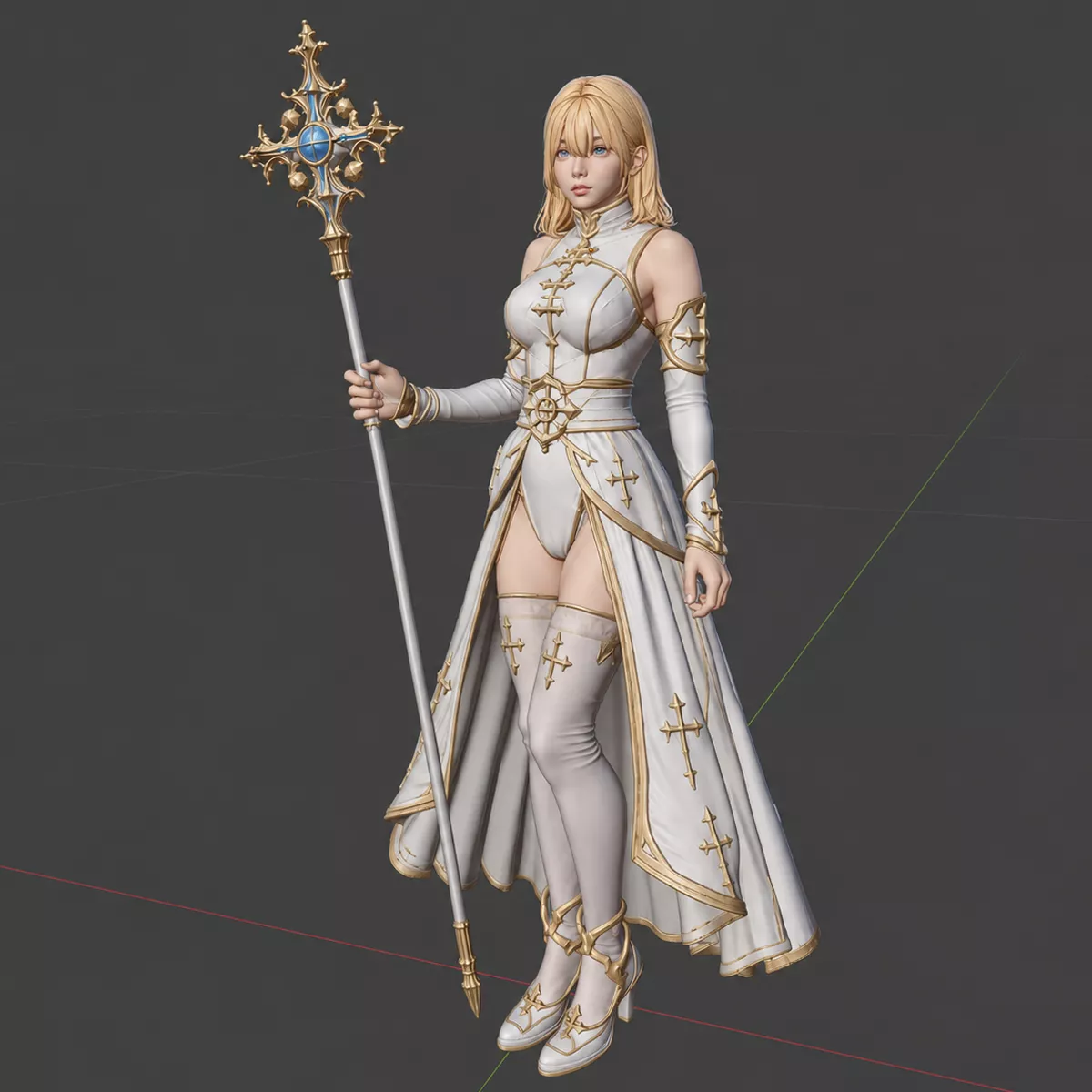 Holy Priestess Fantasy Female Cleric 3D print model