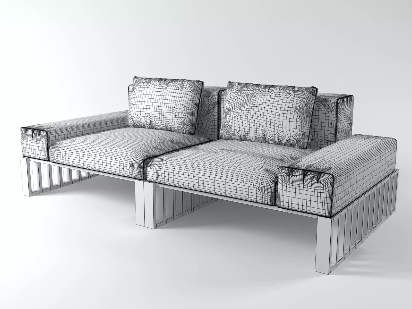 Docks sofa with metal legs 3D model_5
