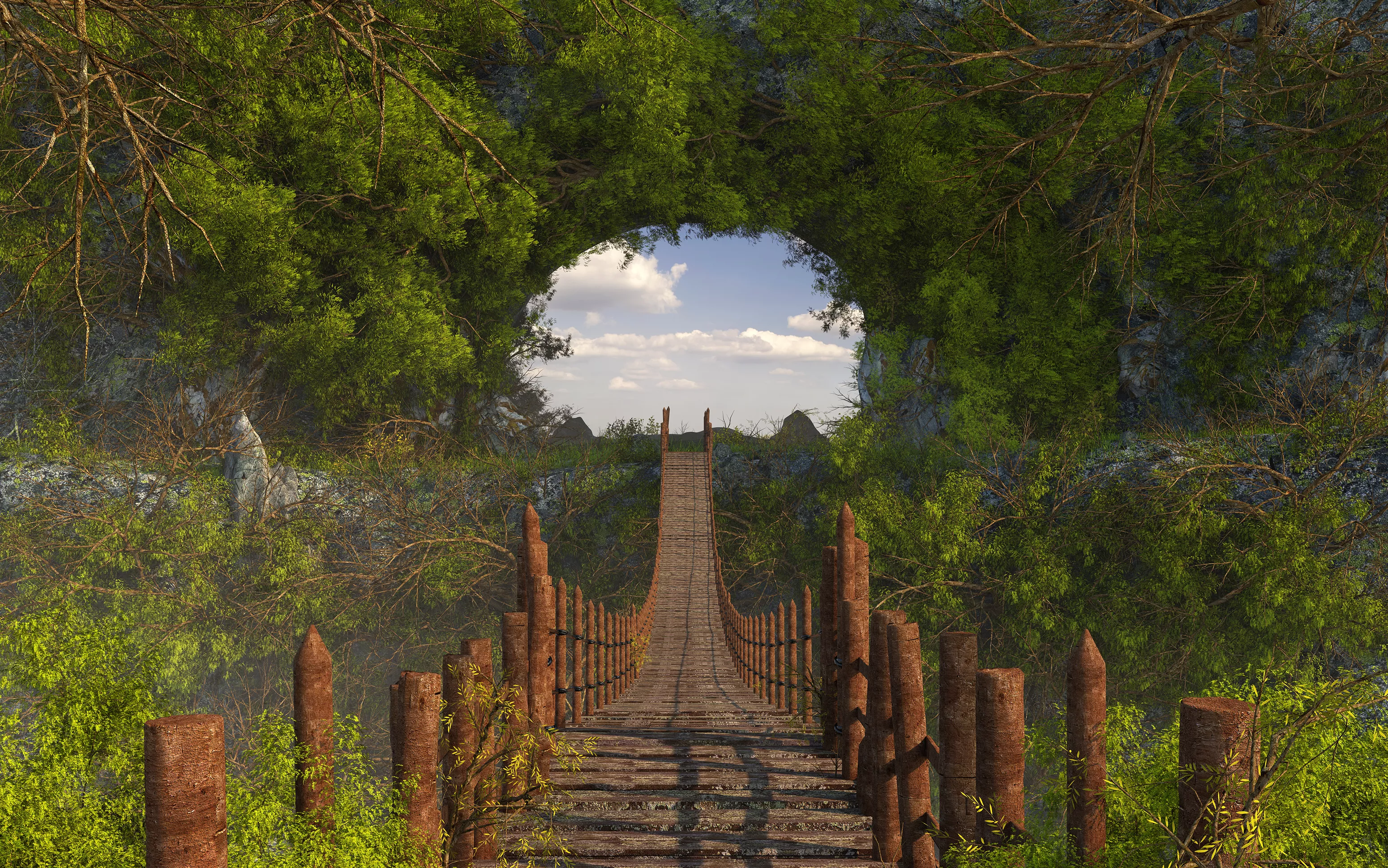 Fantasy Jungle Pedestrian Bridge 3D model