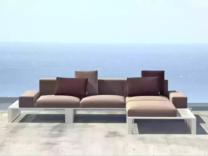 Docks leather sectional sofa 3D model