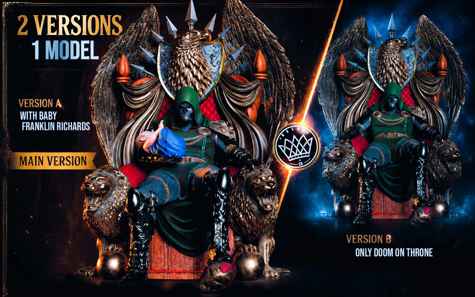 Fan Art - Doom on Throne - 2 in 1 - Statue 3D print model