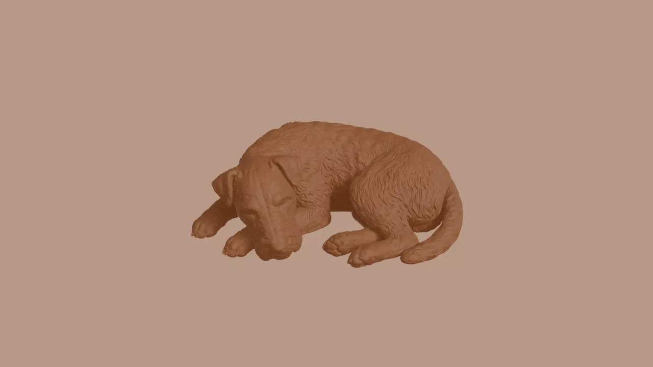 Sleeping Welsh Terrier Dog Figurine 3D print model