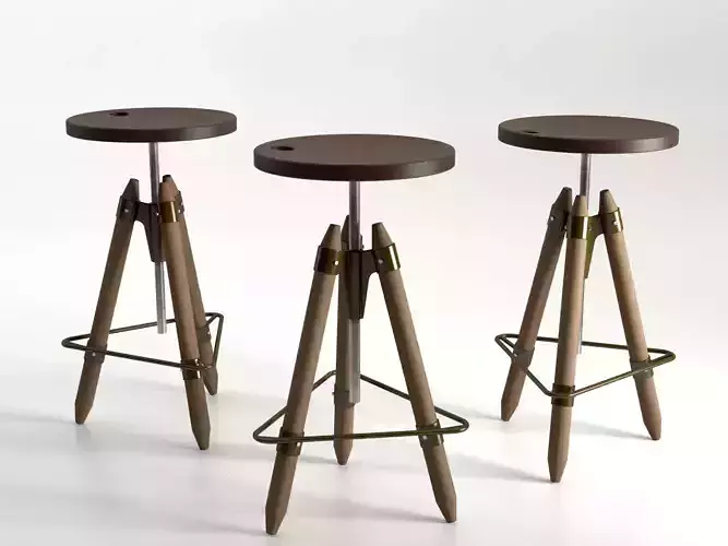 Ello stool with wooden base