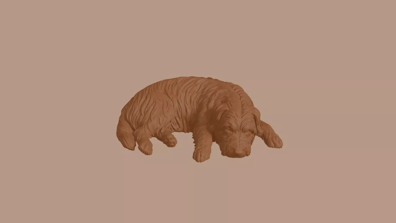 Sleeping Skye Terrier Dog Figurine 3D print model