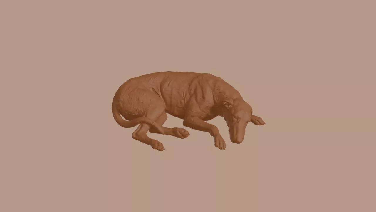 Sleeping Scottish Deerhound Dog Figurine 3D print model