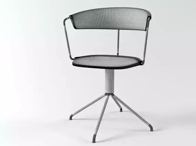 Uncino chair with metal frame and wooden seat