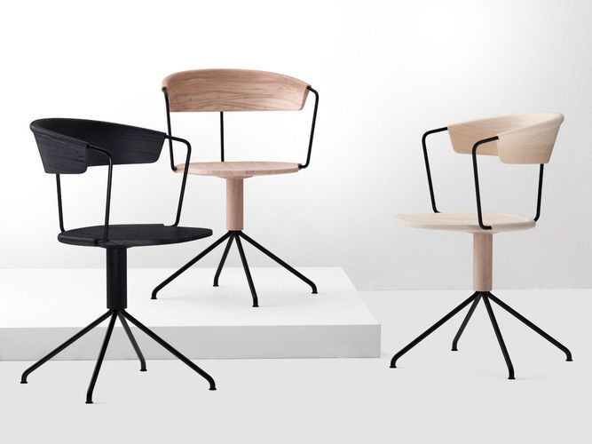 Uncino chair with metal frame and wooden seat 3D model