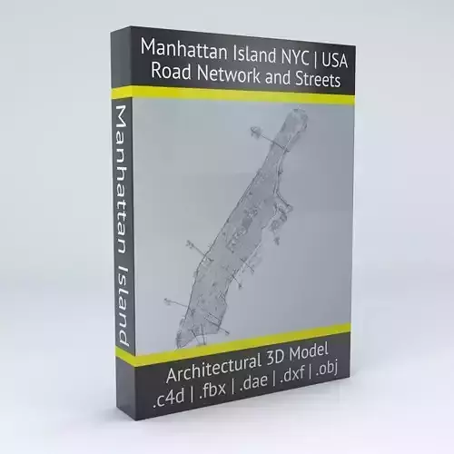 Manhattan Island in New York City Road Network and Streets 3D model