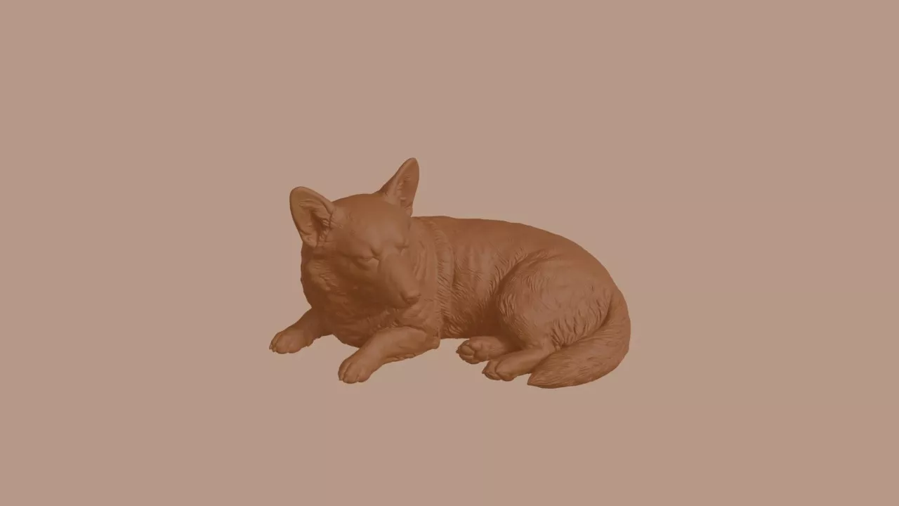 Sleeping Pembroke Welsh Corgi Dog Figurine 3D print model