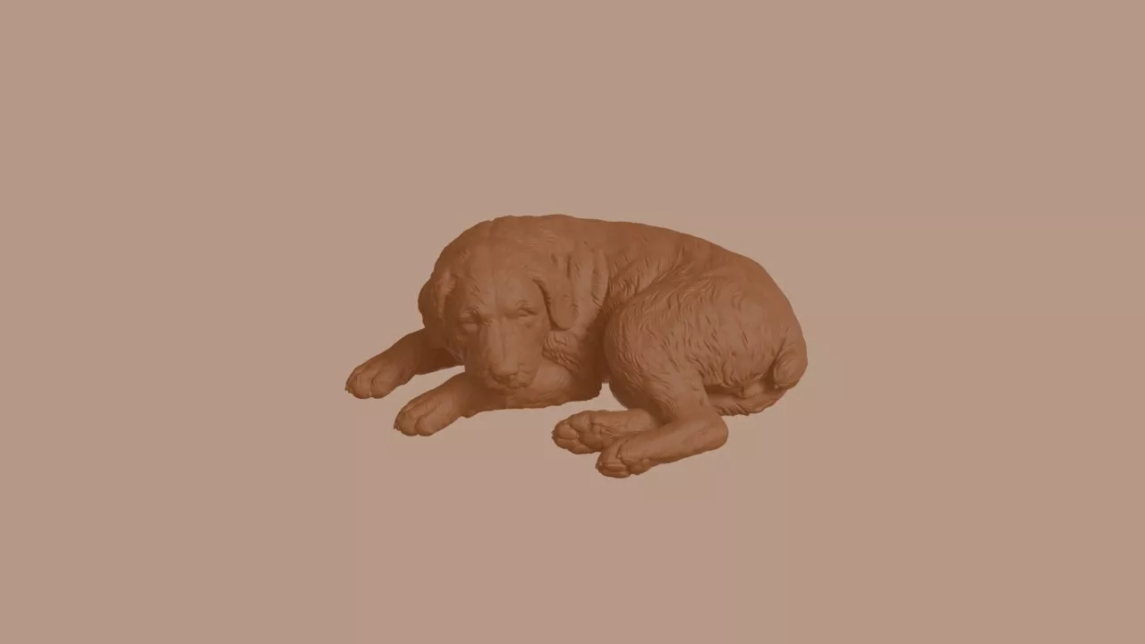 Sleeping Old English Sheepdog Figurine 3D print model