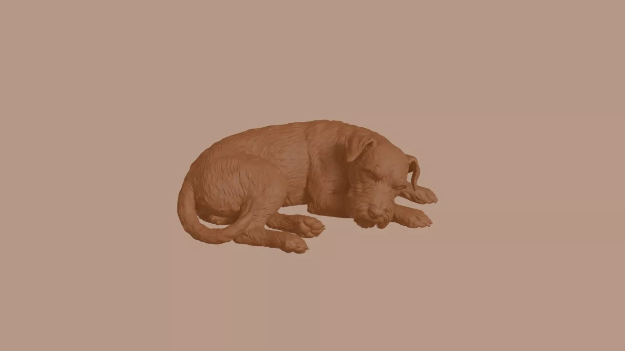 Sleeping Miniature Schnauzer Dog Figurine 3D print model