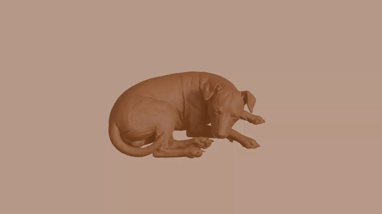Sleeping Miniature Pinscher Dog Figurine 3D print model